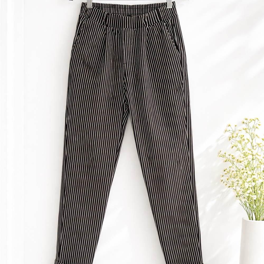 Shinestar Black & White Vertical Pinstripe Pants